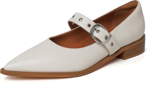 Mary Jane Shoes Women Chunky Low Heels Buckle Strap Pumps Womens Closed Pointed Toe Ballet Flats Causal Daily Dress Shoes in Kuwait