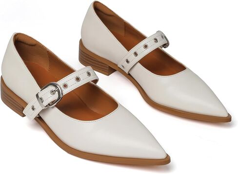Mary Jane Shoes Women Chunky Low Heels Buckle Strap Pumps Womens Closed Pointed Toe Ballet Flats Causal Daily Dress Shoes in Kuwait