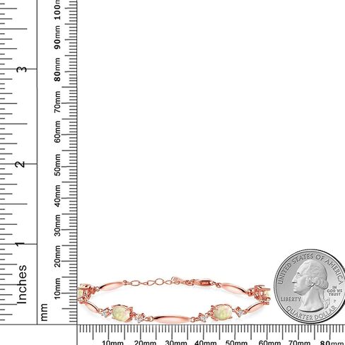 Gem Stone King 18K Rose Gold Plated Silver Red Created Ruby and White Moissanite Tennis Bracelet For Women | 3.70 Cttw | Gemstone July Birthstone | Oval 7X5MM | 6 Inch + 1 Inch Extender in Saudi Arabia