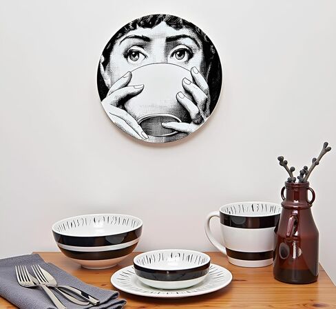 10" Italian-Style Decorative Plate – Handcrafted Modern Art Face Design Dish, Elegant Ceramic Platter for Tabletop Décor, Wall and Stand Display Included – For Home, Office, or Gift (Tongue Out) in Kuwait