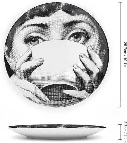 10" Italian-Style Decorative Plate – Handcrafted Modern Art Face Design Dish, Elegant Ceramic Platter for Tabletop Décor, Wall and Stand Display Included – For Home, Office, or Gift (Tongue Out) in Kuwait