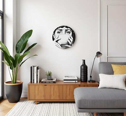 10" Italian-Style Decorative Plate – Handcrafted Modern Art Face Design Dish, Elegant Ceramic Platter for Tabletop Décor, Wall and Stand Display Included – For Home, Office, or Gift (Tongue Out) in Kuwait