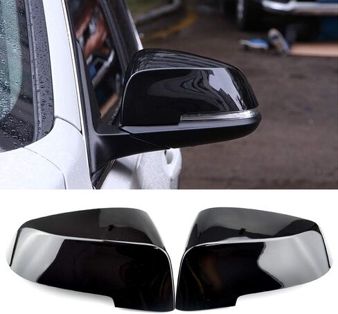 2pcs ساطعة سوداء سوداء جناح غطاء مرآة الرؤية الخلفية ل BMW F10 F11 2014-2017#51167308683/51167308684 (أسود مشرق) in Saudi Arabia