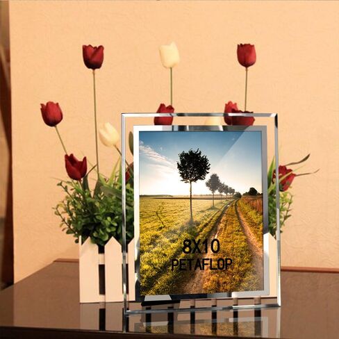 PETAFLOP 8x10 إطار صورة زجاجية إطار صورة لمدة 8 إلى 10 صور ، عرض طاولة رأسيًا أو أفقيًا in Kuwait