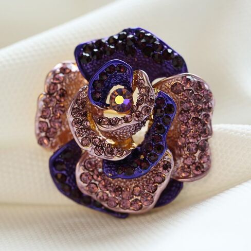 Rhinestone Rose Brooch Pin for Women Girls Fashion Crystal Blossom Flower Brooch Lapel Pins Elegant Dress Accessories Jewelry Boutonniere Corsage for Hat Bag Suit Tie Gift Wedding Holiday in Saudi Arabia