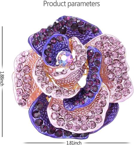 Rhinestone Rose Brooch Pin for Women Girls Fashion Crystal Blossom Flower Brooch Lapel Pins Elegant Dress Accessories Jewelry Boutonniere Corsage for Hat Bag Suit Tie Gift Wedding Holiday in Saudi Arabia