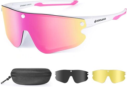 نظارات شمسية مستقطبة لركوب الدراجات من Odoland مع 3 عدسات مغناطيسية للرجال والنساء، نظارات رياضية UV400 لصيد الأسماك والجري MTB in Kuwait
