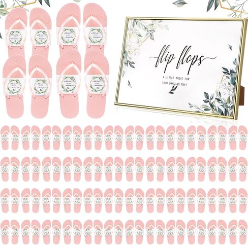 48 Pairs Flip Flops Bulk for Wedding Guest Wedding Reception Favors Guest Spa Slippers with Size Cards Sign Wedding Sandals for Hotel Beach Pool Party in Kuwait