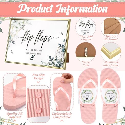 48 Pairs Flip Flops Bulk for Wedding Guest Wedding Reception Favors Guest Spa Slippers with Size Cards Sign Wedding Sandals for Hotel Beach Pool Party in Kuwait
