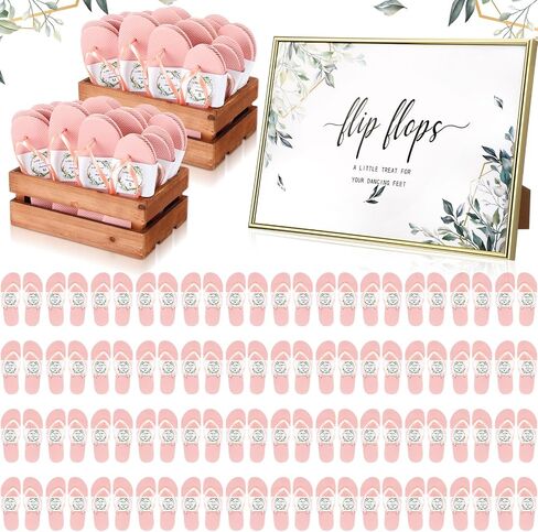 48 Pairs Flip Flops Bulk for Wedding Guest Wedding Reception Favors Guest Spa Slippers with Size Cards Sign Wedding Sandals for Hotel Beach Pool Party in Kuwait