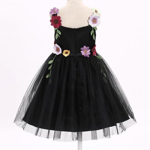 ODASDO Flower Girl Tulle Dress Kid Floral Embroidery Square Neck Sleeveless A-line Princess Tutu Dresses for Wedding Birthday in Saudi Arabia