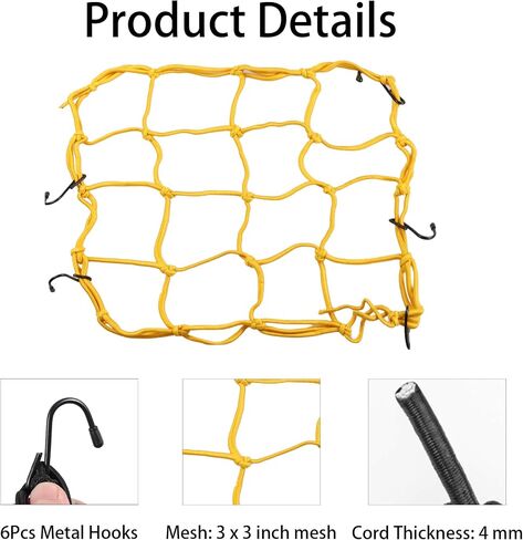 2pcs 12 "× 12" شبكة شحن للأمتعة بونجي مرنة مع 6 خطافات قابلة للتعديل ، صافي التعادل الشاق للدراجات النارية ، ATVs ، الدراجات ، السيارات ، الشاحنات (الأزرق) in Saudi Arabia