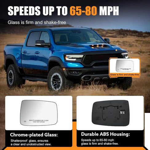 استبدال زجاج مرآة مُسخنة من جانب السائق ل Dodge RAM التقط 1500 2500 2009-2018 - المرايا اليسرى الساخنة مع لوحة الدعم ، استبدل 68079363AA 68050299AA in Kuwait