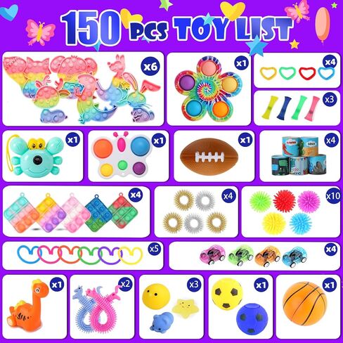 80Pcs Fidget Toys Pack, Bulk Party Favors for Kids, Stocking Stuffers, Treasure Box Chest, Birthday Party, Classroom Carnival Prizes, Pinata Stuffers, Goodie Bag Stuffers, Stress Relief, Sensory Toy in Kuwait