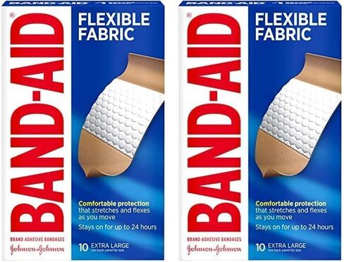 ضمادات لاصقة من القماش المرن من ماركة Band-Aid للعناية بالجروح والإسعافات الأولية، حجم كبير جدًا، 10 قيراط in Kuwait