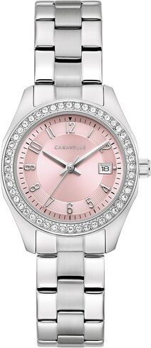 Caravelle by Bulova Ladies 'Petite Sport 3-Hand Watch ، لهجات كريستال ، علامات عربية ، 28 ملم in Kuwait