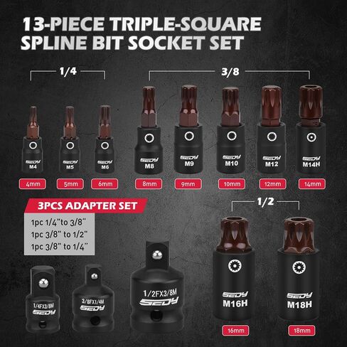 Torx Star Bit Socket Set: 16-Piece Tamper Proof Torx Bit Socket Set with Magnetic Socket Rail Organizer 1/4,3/8,1/2-Inch Drive T8-T60 Torque Torx Bit Socket Set with Adapters for Garages Workshops in Kuwait