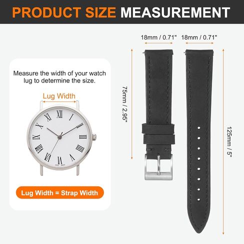 Harfington Leather Watch Band Vintage Watch Strap Quick Freex Brishband Brads Bands مع مشبك دبوس من الفولاذ المقاوم للصدأ للرجال والنساء in Saudi Arabia