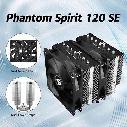 Phantom Spirit 120 SE ARGB CPU Air Cooler,7 Heat Pipes CPU Cooler,Dual 120mm TL-C12B-S V2 PWM Fan,AGHP 4.0 Technilogy,S-FDB Bearing,for AMD AM4 AM5/Intel 1700/1150/1151/1200, PC Cooler in Kuwait
