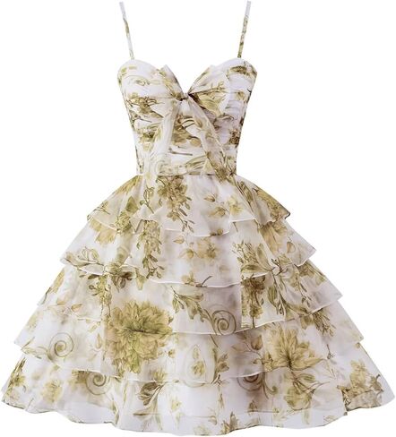 SoDigne Tiered Ruffles Short Homecoming Dresses with Bow Corset Floral Print Mini Cocktail Party Gown in Kuwait