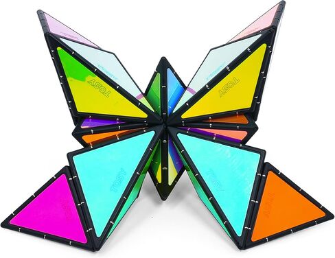 TOSY Magnet Pyramid Glow - 1 Cube Transforms into 1 Billion Shapes (Flowers, Vase for Mom/Her/Wife, 12 Pieces, 243 Rare Earth Magnets, Holographic Design Magnet Tiles, 4-Pack in Kuwait