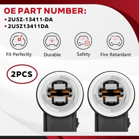 2Pcs Turn Signal Tail Light Socket Holder Compatible with F150 F250 F350 Super Duty Edge Escape,Rear Parking Brake Stop Connectors Plug Replace OE #2U5Z-13411-DA, 2U5Z13411DA in Saudi Arabia