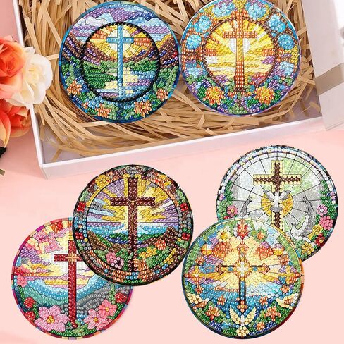 8 Pack Diamond Art Coasters Kits - Gnomes Diamond Painting Coasters Kit Set with Holder Cork Pads, DIY Non Slip Coaster Craft Kits for Adults Beginners Ideal Gifts in Kuwait