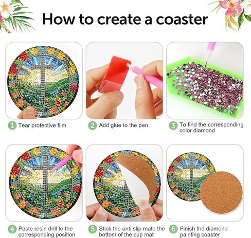 8 Pack Diamond Art Coasters Kits - Gnomes Diamond Painting Coasters Kit Set with Holder Cork Pads, DIY Non Slip Coaster Craft Kits for Adults Beginners Ideal Gifts in Kuwait