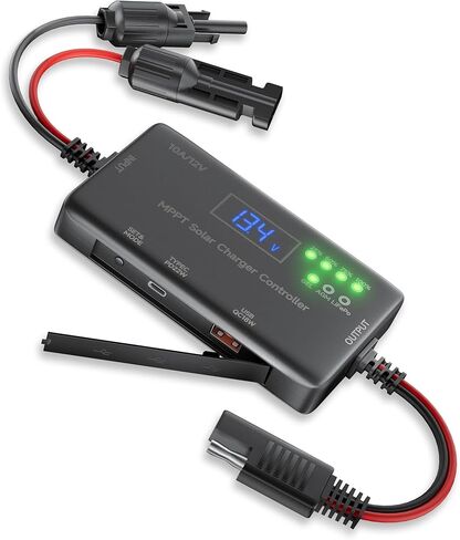 MPPT Solar Charge Controller 12V 10A, Solar Panel Charge Controller with Type-C and USB Output for Solar Panel and Gel, AGM, LiFePO₄ Battery in Kuwait