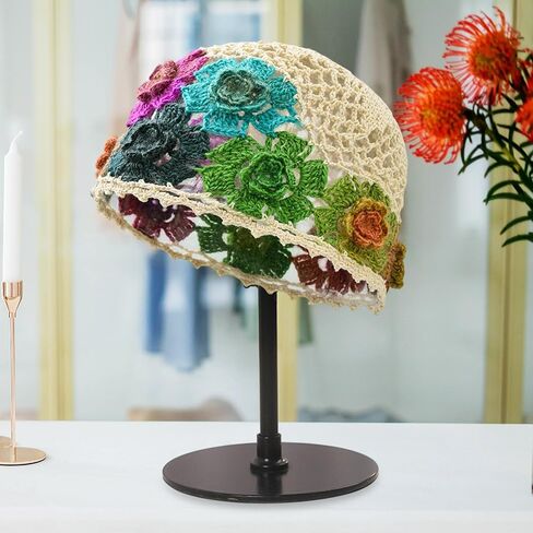 Womens Crochet Beanie Versatile Floral Hat for Shopping Outdoor Summer Trip in Saudi Arabia