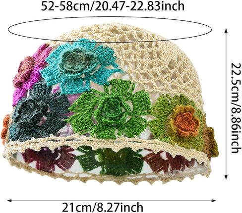 Womens Crochet Beanie Versatile Floral Hat for Shopping Outdoor Summer Trip in Saudi Arabia