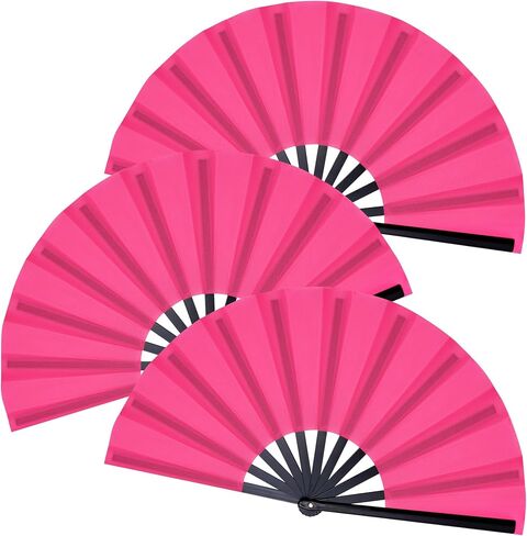 Marrywindix 3 Pcs Large Chinese Folding Fan Big Handheld Clap Fans for Men and Women Performance Line Dance Decorations Event Party Festival Craft Gift Boots on The Ground (Green) in Saudi Arabia