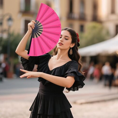 Marrywindix 3 Pcs Large Chinese Folding Fan Big Handheld Clap Fans for Men and Women Performance Line Dance Decorations Event Party Festival Craft Gift Boots on The Ground (Green) in Saudi Arabia