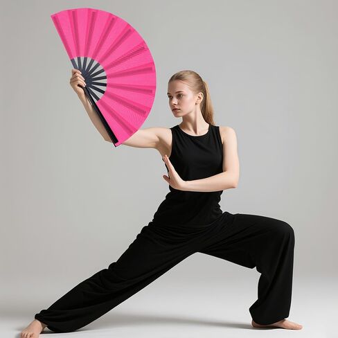 Marrywindix 3 Pcs Large Chinese Folding Fan Big Handheld Clap Fans for Men and Women Performance Line Dance Decorations Event Party Festival Craft Gift Boots on The Ground (Green) in Saudi Arabia