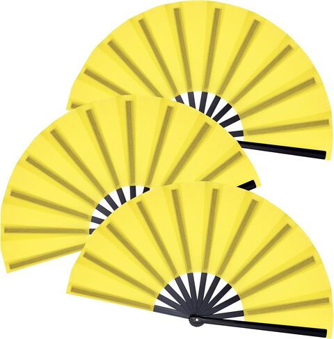 Marrywindix 3 Pcs Large Chinese Folding Fan Big Handheld Clap Fans for Men and Women Performance Line Dance Decorations Event Party Festival Craft Gift Boots on The Ground (Green) in Saudi Arabia