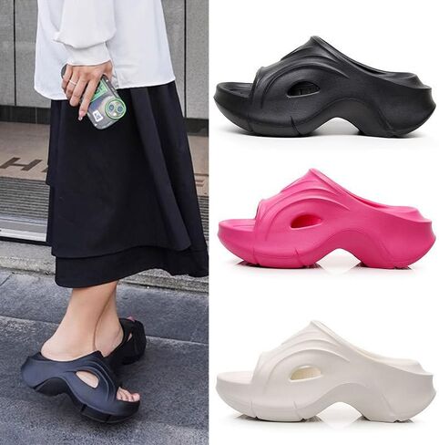 Harssidanzar Womens EVA Platform Sandals Slides - Chunky Sole Slip-On Sandals for Casual Wear HL227US in Saudi Arabia
