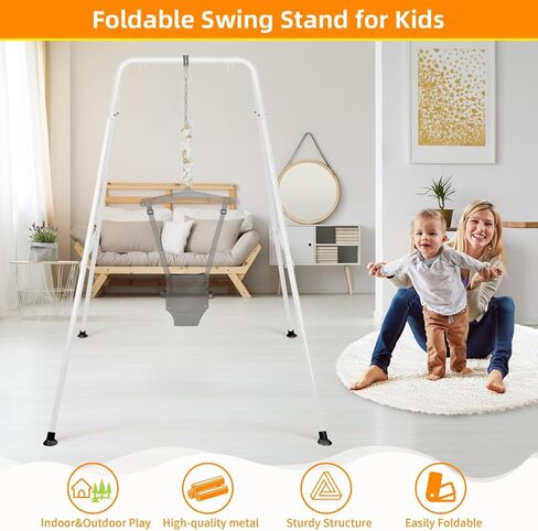 Foldable Swing Stand for Kids, Heavy-Duty Metal Swing Frame for Indoor/Outdoor, Suitable for Most Baby Toddler Swings, Easy to Assemble & Store (Swings Not Included) (Blue) in Kuwait