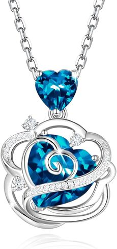 FANCIME Thornless Pulse Birthstone Necklace for Women Sterling Silver Rose Pendant Fine Jewelry Gemstone Birthday Christmas Gifts for Wife Her in Saudi Arabia