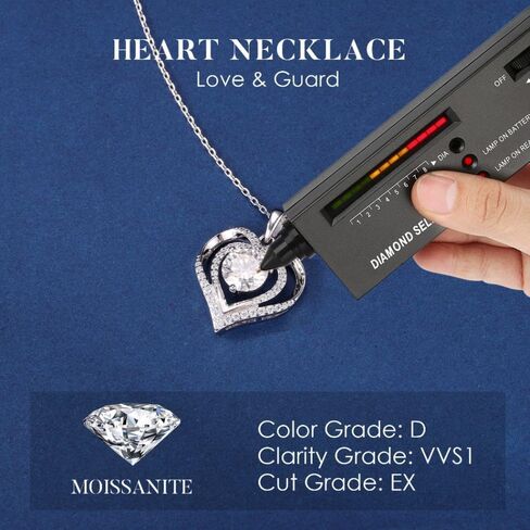 قلادة Moosea Heart Moissanite للنساء ، 1-3 قيراط D Color VVS1 Clarity 925 Sterling Silver Moissanite Necklace ، ذكرى الذكرى السنوية للزوجة ، هدايا عيد ميلاد للنساء أمي صديقة أمي in Kuwait
