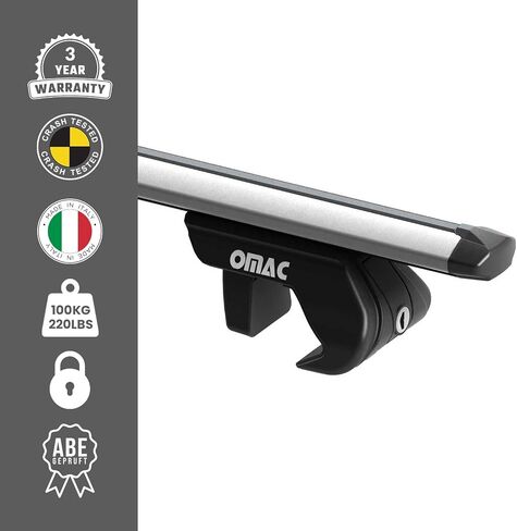 Omac Roof Rack Cross Bars حامل أمتعة لـ Audi Q7 2007-2015 ALU Black 2 PCS in Kuwait