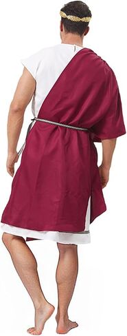 Mens Toga Costume, Adult Greek God Robe with Headwear, Roman Cosplay Gown with Bracers Halloween Party Outfits in Kuwait