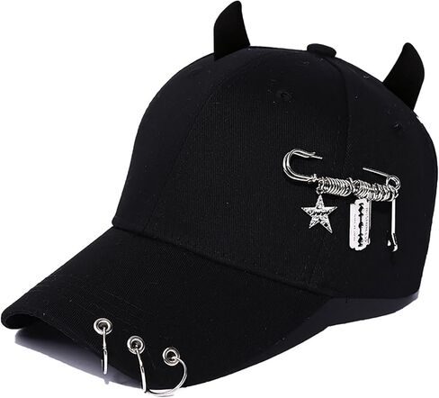 سلسلة البيسبول الشرير CCAP مع حلقات ثقب ولهجات معدنية ، قبعة الشارع القوطية للرجال والنساء in Kuwait