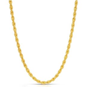 قلادة سلسلة حبل حبل إيطالية 18K فيرميل للرجال - 925K إيطاليا مختوم 18 كيلو الذهب الفضة الفضية in Kuwait