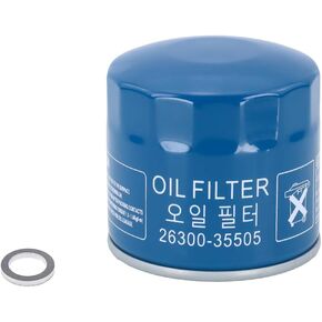 Kefly 26300-35505 Engine Oil Filters Fits for Hyundai Elantra Tucson Santa Fe Kia Sportage Forte Seltos, with Drain Plug Gasket (2 PCS) in Kuwait