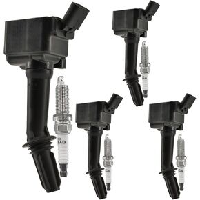 UF802 Ignition Coil Pack 12635672 و Iridium Spark Slug Set من 4 ملاءمة لشيفروليه كروز 2016-2019 Malibu 2016-2020 Expenox 2018-2020 ، Buick Encore 2016-2019 ، GMC Terrain 2018-2020 1.4L L4 in Kuwait