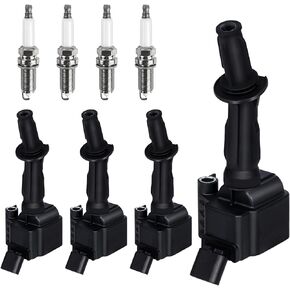 4pcs Ignition Coil & Spark Plug Fit for VW Volkswagen Passat Jetta Tiguan Beetle GTI Golf Audi A3 A4 Q3 1.8L 2.0L 2013 2014 2015 2016 2017 2018 2019 Coil Pack Replaces# UF765 06J905110D in Saudi Arabia