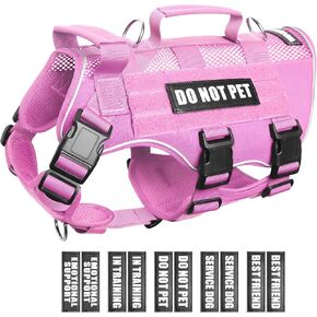 Winsee شبكة الكلب تسخير مع 10 بقع الحيوانات الأليفة للكلاب خدمة متوسطة في التدريب ، سترة مولي التكتيكية المتنفس مع مقبض مزدوج ، سترة الحيوانات الأليفة العسكرية العاكسة للمشي المشي لمسافات طويلة in Kuwait