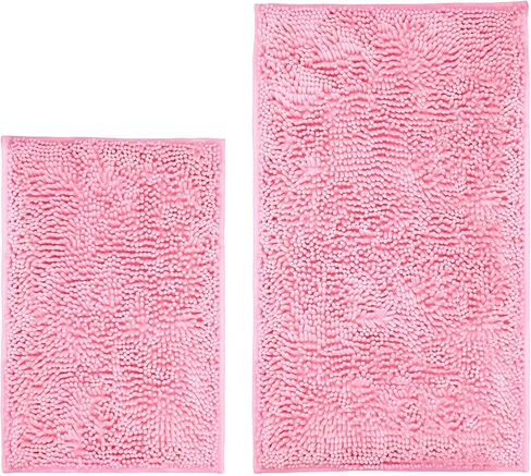 Lanyunumi Pink 2 قطع سجاد الحمام ، ناعم غير ناعم غير قسيمة uSSORBINT CHENILLE POANDET BATHER STEL STELL STELL SHAG EXTRATION SLAING SHAG FACK FACK (PINK ، 20 "x32" +16 "x24") in Saudi Arabia