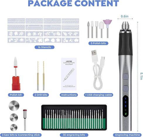 [Dual-Directional Rotation Pro] Electric Engraving Pen Cordless USB-C Rechargeable EngraverTool with 42 Bits, 16 Stencils,Portable DIY Rotary Engraver Machine for Jewelry Wood Glass (Blue) in Saudi Arabia