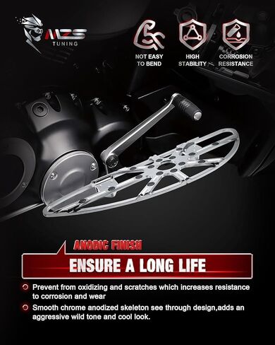 MZS Motorcycle Floorboards Passenger Driver, Touring Footboards Set Wide Foot Pegs Board Pedal Stretched Chrome Compatible with Electra Street Glide Road King Ultra Glide Limited Trike Softail FLD in Saudi Arabia